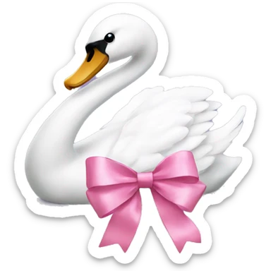 A swan with a pink bow  sticker