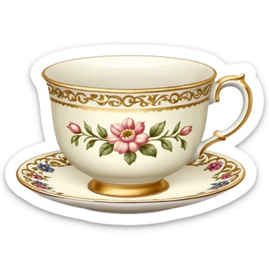 antique floral teacup sticker