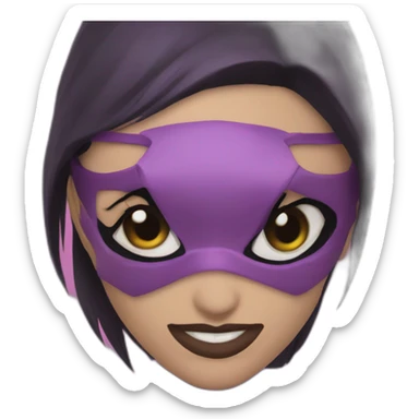 mileena from mortal kombat, purple ninja facemask, black short hair sticker