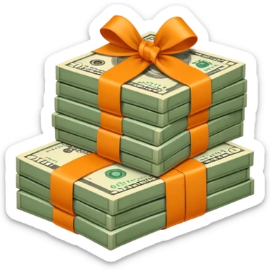 Filed money wrapped with orange ribbo sticker