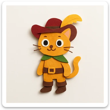 Puss in Boots, paper cutout style sticker