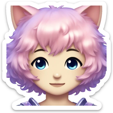Cute Kawaii Beautiful Gorgeous Sparkly Shiny Blushing Anime Style Catboy sticker