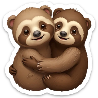 a sloth and a bear hugging sticker