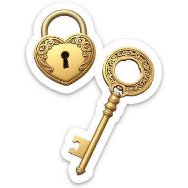 gold antique key The lock beige  sticker