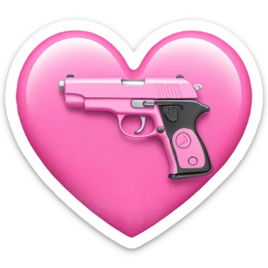 Pink gun in pink heart sticker