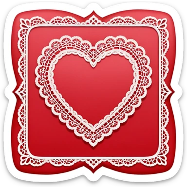 Square happy Valentine’s Day card made of paper with lace edges sticker