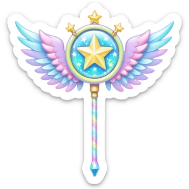 Kawaii decora cutecore starlight staff with wings sticker