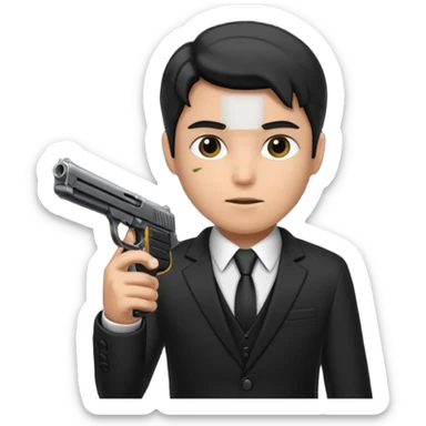 mafia human in black with a gun sticker