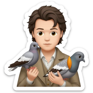 harry styles holding a pigeon sticker