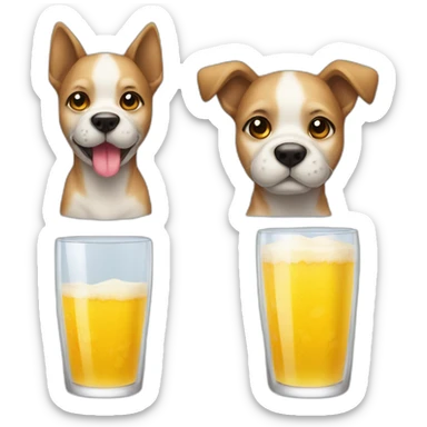 Chien a la plage avec un verre sticker