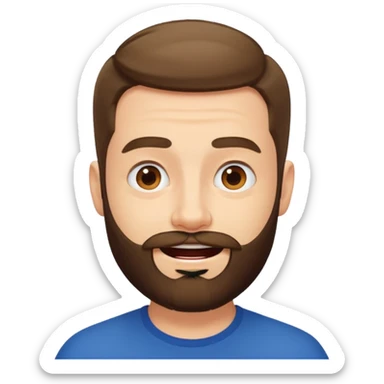 
<emoções>
{{Passar o sentimento de satisfação, de felicidade e leveza}}  
</emoções>

<elementos_visuais>
{{Um homem com barba média, cabelo curto e expressões fortes. De preferencia só um rosto flutuante}}  
</elementos_visuais> sticker