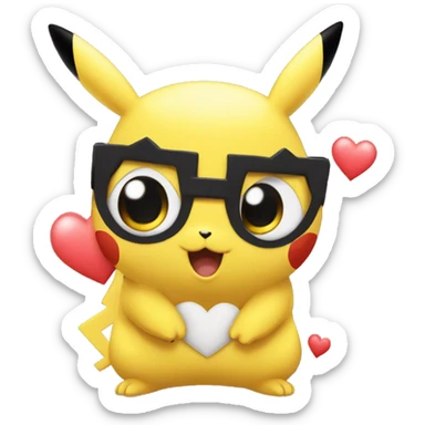 Pikachu avec des coeur dans les yeux sticker