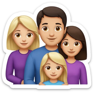 Familia de 4 personas : Hombre gordito,pelo oscuro, Mujer pelo cafe, hija pelo mono , hija pelo oscuro. sticker