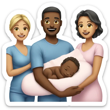 couple welcoming the birth of their baby  sticker