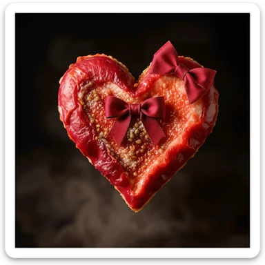 food heart emoji with a bow accent sticker