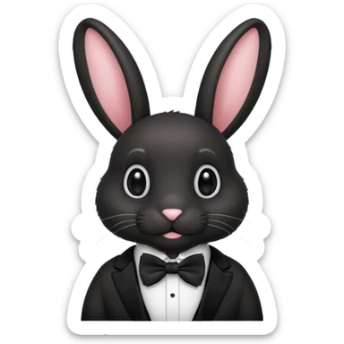 black bunny with bowtie sticker