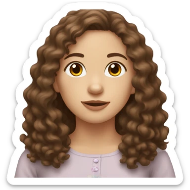 Brunette wavy haired woman with LAGOTTo ROMAGNOLO  sticker