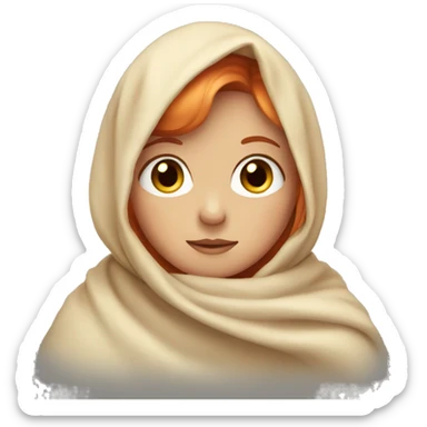 girl with light red hair with a blanket sticker