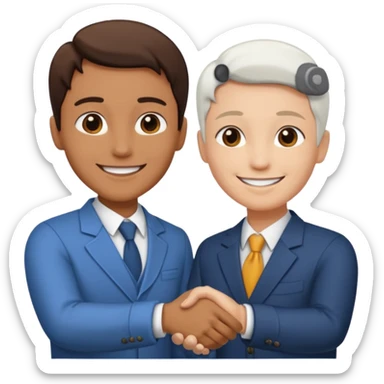 Dos personas dandose la mano como agradecimiento, una persona de color y una persona blanca sticker