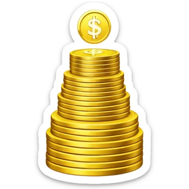 Prompt 2: "you’ve sacrificed and saved…"
Graphic: 💰 Coin stack (white) with top coin glowing yellow.
Animation: Coins stack up, top coin pulses.
Background: Transparent.
 sticker