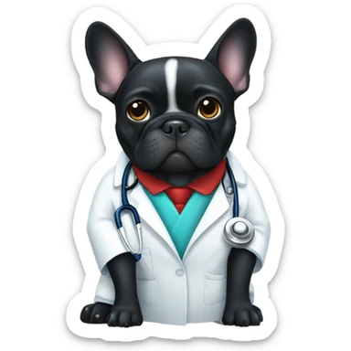Black French bulldog doctor sticker