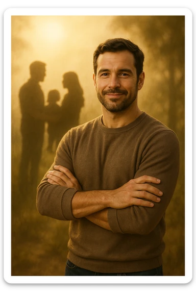 UOMO A BRACCIA CONSERTE CHE TRASMETTE PROTEZIONE PER LA SUA FAMIGLIA sticker