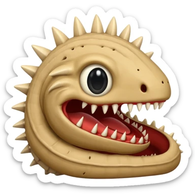 Sand worm from dune make the mouth a hole with long spiky teeth no eyes and a body sticker