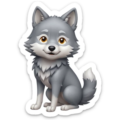 Create a single emoji of a Wolf in full body, shown at a slight side angle in a natural, characteristic pose. Cute and stylized like an emoji, but clearly recognizable.
 sticker