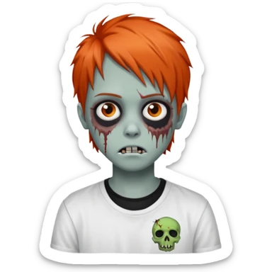 zombie teen emo with emo dark orange hair grunge style white shirt  sticker