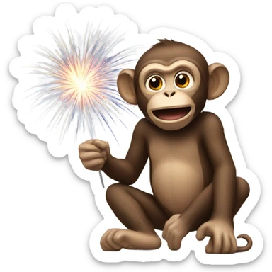 A monkey with fireworks sticker
