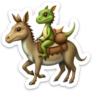 Lizard riding a donkey sticker