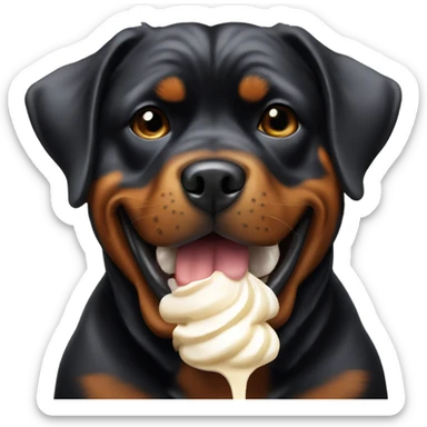 Rottweiler eating whipped cream  sticker