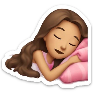 light Brunette girl sleeping on side with pink blanket sticker