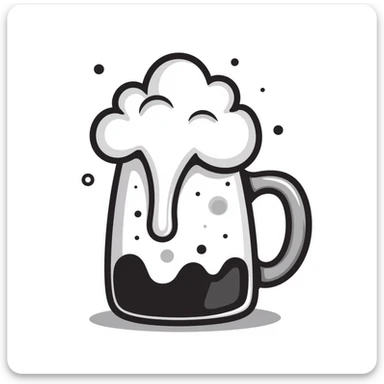 A hand-drawn beer mug with foam and bubbles sticker