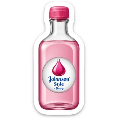 realistic Johnson and Johnson style bottle pink cap pink logo clear bottle with berry party logo with diddy oil and a berry on top bottle sticker