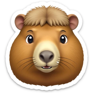 cinematic-noble-capybara-portrait-emoji,-poised-and-serene,-with-a-robust,-rounded-build-covered-in-soft,-earthy-fur-and-gentle,-wise-eyes,-simplified-yet-sharp-and-sophisticated-features,-highly-detailed,-glowing-with-a-warm,-natural-glow -simplified-yet-realistic head tilted confidently staring at the camera in a comical way sticker