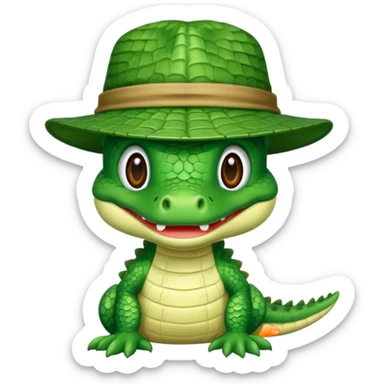 baby crocodile in hats sticker
