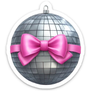 Disco ball with pink bow  sticker
