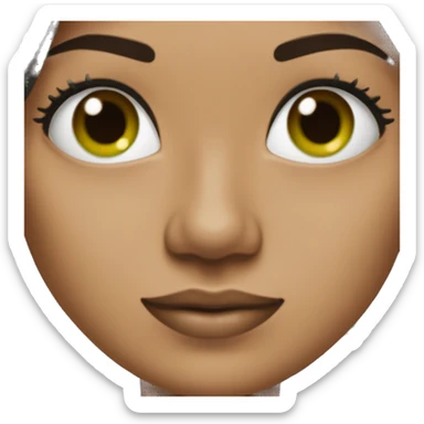 mujer pelo negro,  ojos verdes y espejuelos ,blanca sticker
