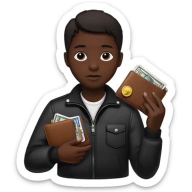 wallet with coins and a person silhouette above sticker