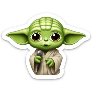 Yoda con micrófono y sentado sobre karaoke sticker