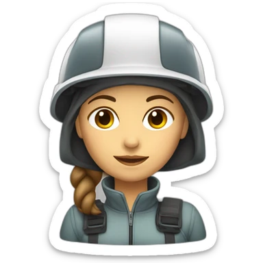 Mujer con casco obra blanco sticker