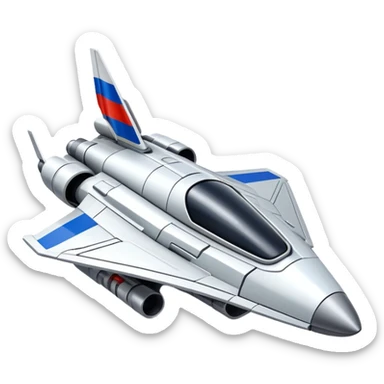 Futuristic war spaceship with Russian flag colors, sleek design sticker
