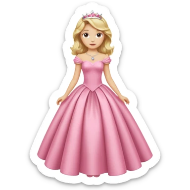blond wavy beautiful princess full body in pink dress dress elegant sticker
