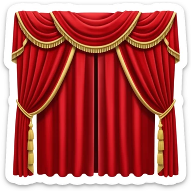 Simple, opened red curtains black background  sticker
