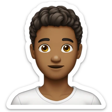 Garçon cheveux noirs court lisse yeux bruns foncés sticker