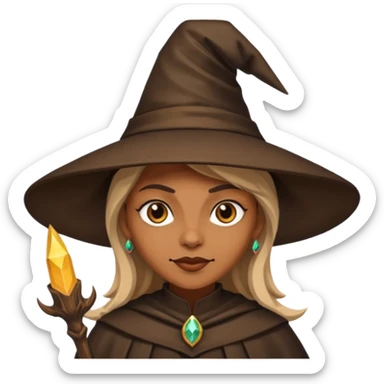 light brown skin witch with hat sticker