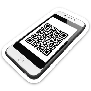 smartphone with QR code displayed on screen sticker
