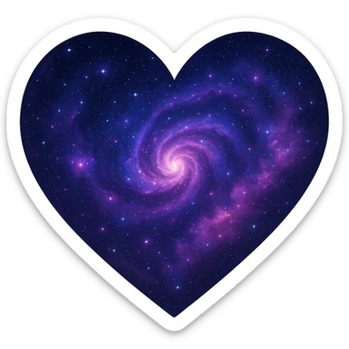 heart with a swirling galaxy core sticker
