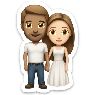 A white couple both with brown hair in love  sticker